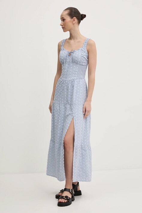 Bavlněné šaty Hollister Co. modrá barva, maxi, KI359-5069