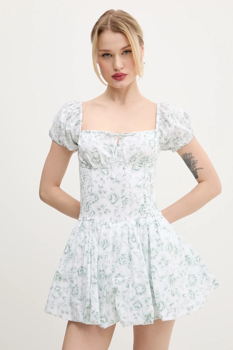 Bavlněné šaty Hollister Co. bílá barva, mini, KI359-5085