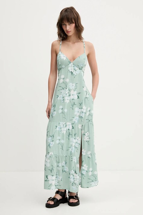 Šaty Hollister Co. zelená barva, maxi, KI359-5165