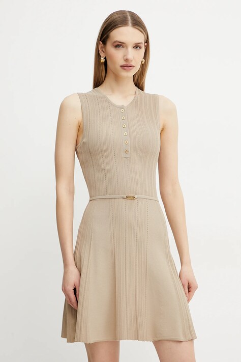 Marciano Guess rochie GIADA culoarea bej, midi, evazată, 5GGK26 5874Z