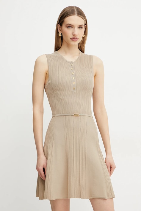 Marciano Guess sukienka GIADA kolor beżowy midi rozkloszowana 5GGK26 5874Z