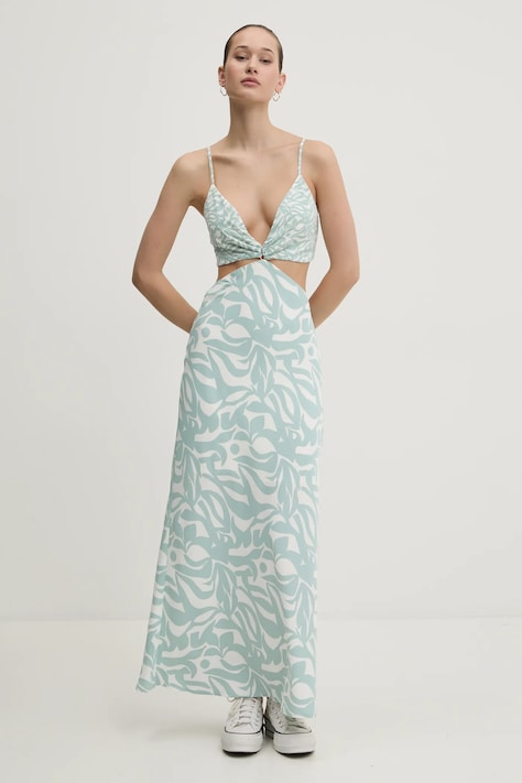 Abercrombie & Fitch sukienka kolor turkusowy maxi dopasowana KI159-5551