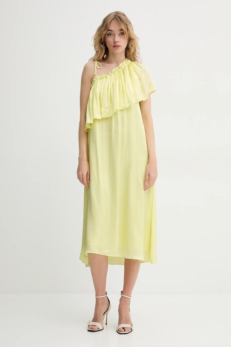 Bruuns Bazaar rochie culoarea galben, midi, dreaptă, BBW4407