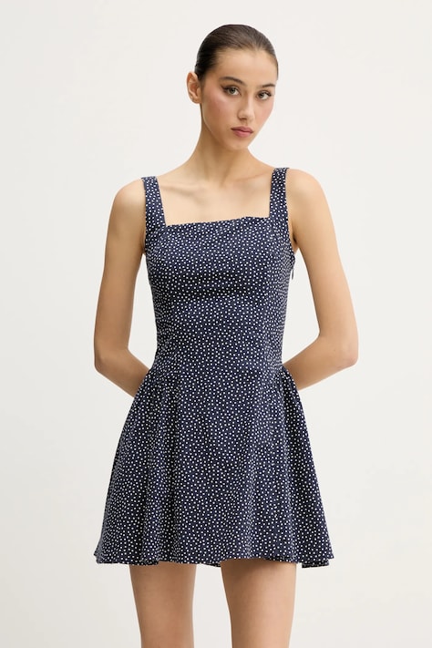 Šaty Abercrombie & Fitch tmavomodrá farba, mini, áčkový strih, KI159-5485
