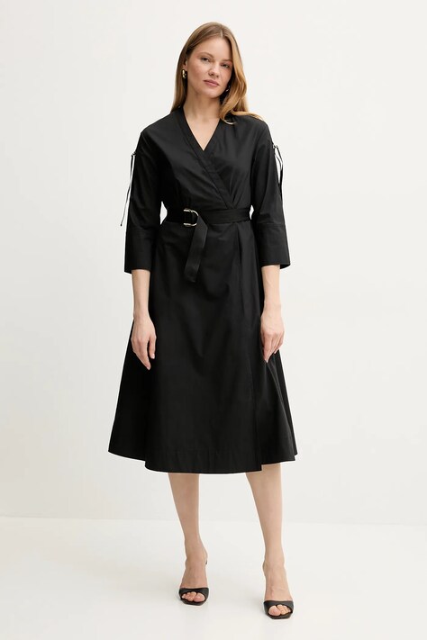 Памучна рокля Liu Jo в черно дълга разкроена WA5170.T4390