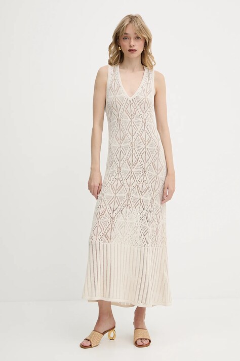 Liu Jo rochie culoarea bej, maxi, dreaptă, WA5223.MS007