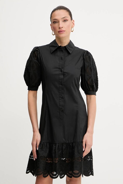 Liu Jo rochie din bumbac culoarea negru, mini, evazată, WA5256.T4853