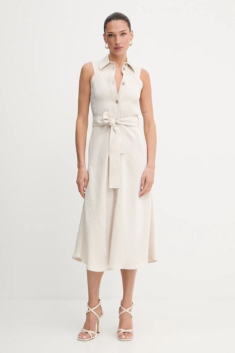 Liu Jo rochie culoarea bej, midi, evazată, WA5421.T3406