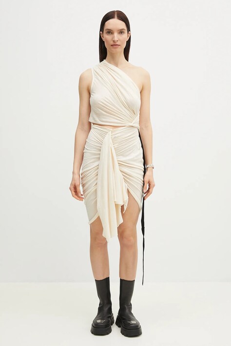 Rick Owens DRKSHDW sukienka bawełniana Fog kolor beżowy mini dopasowana DS01E3500.BHN