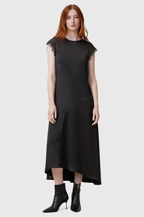 AllSaints rochie LYRA culoarea negru, midi, dreaptă, W142DB