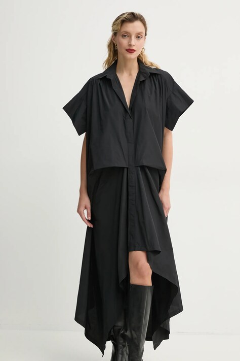 Рокля MMC STUDIO в черно къса с уголемена кройка VIVI