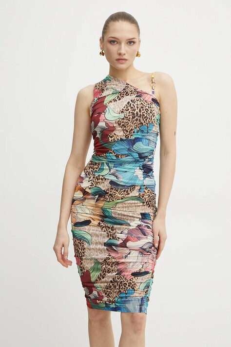 Just Cavalli rochie culoarea bej, midi, mulată, 78PAO9A0 JS449