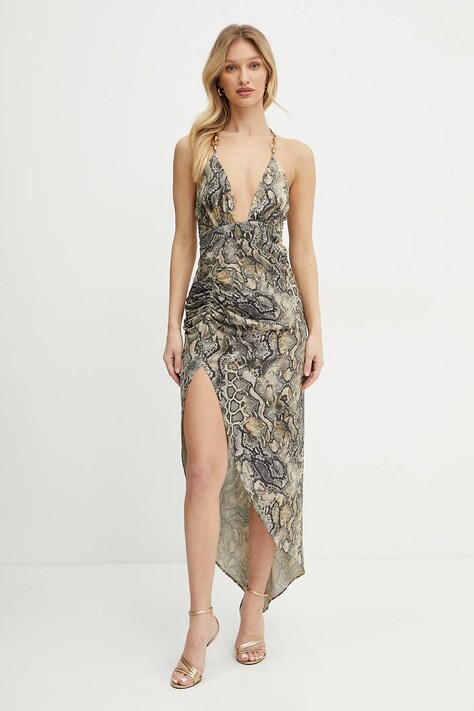 Šaty Just Cavalli béžová barva, mini, přiléhavé, 78PAO932 JS457