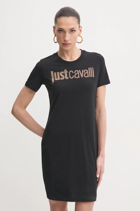 Bavlněné šaty Just Cavalli černá barva, mini, 78PAOE15 CJ110
