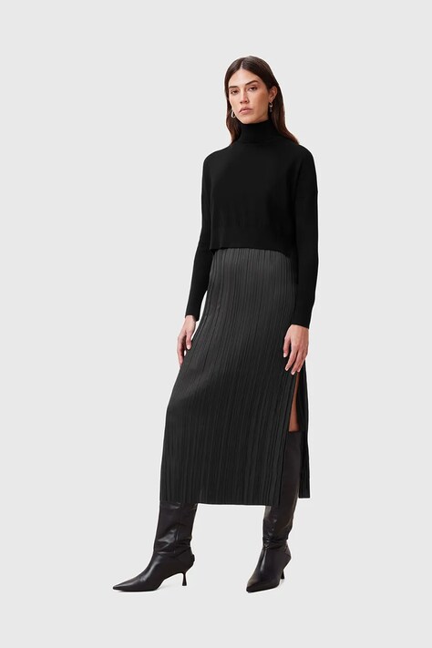 AllSaints rochie si pulover VITTORIA culoarea negru, midi, dreaptă, W030DC