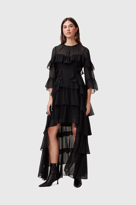 AllSaints rochie NAT culoarea negru, maxi, evazată, W191DC
