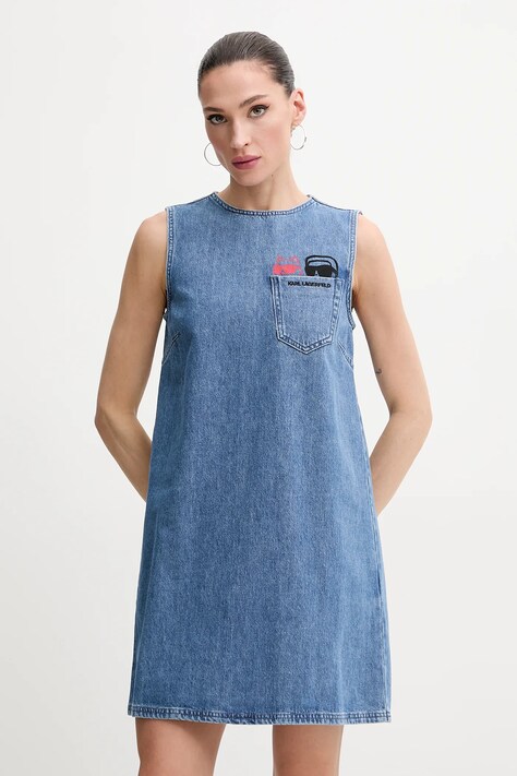 Karl Lagerfeld rochie din denim mini, dreaptă, A2W13061