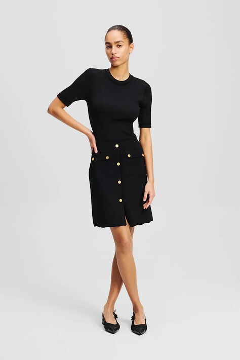 Рокля Karl Lagerfeld в черно къса с кройка по тялото A2W13053