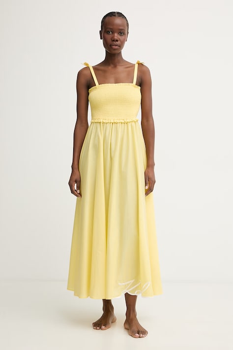 Karl Lagerfeld sukienka letnia bawełniana żółta gładka A2W46009