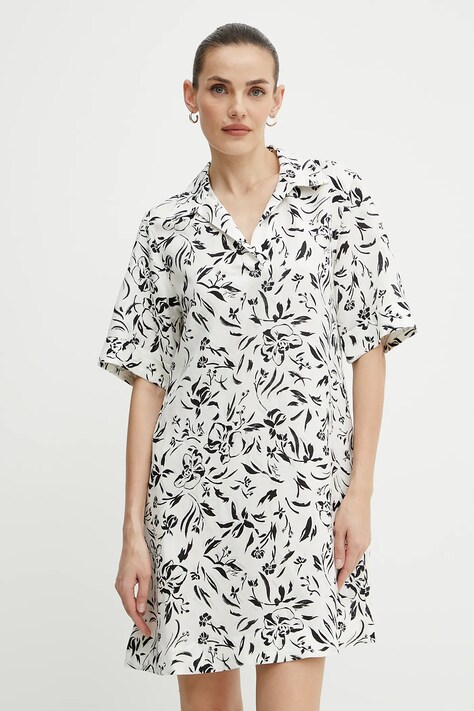 Karl Lagerfeld rochie din in culoarea alb, mini, oversize, A2W13060