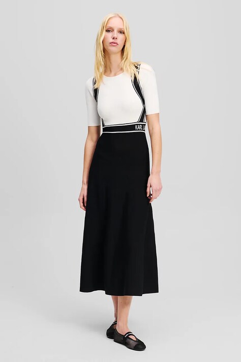 Šaty Karl Lagerfeld černá barva, midi, A2W13055