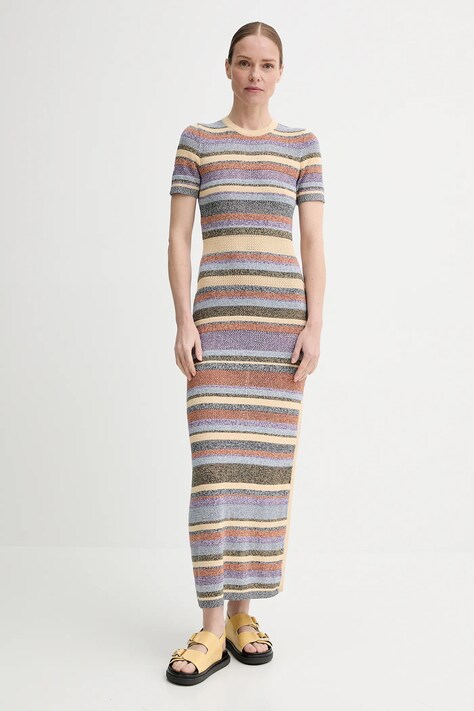 Bavlněné šaty BA&SH TONNIE béžová barva, maxi, přiléhavé, 1E25TONN