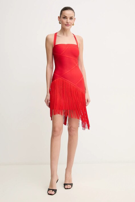 Šaty Herve Leger Josephine červená barva, mini, FRI8513807