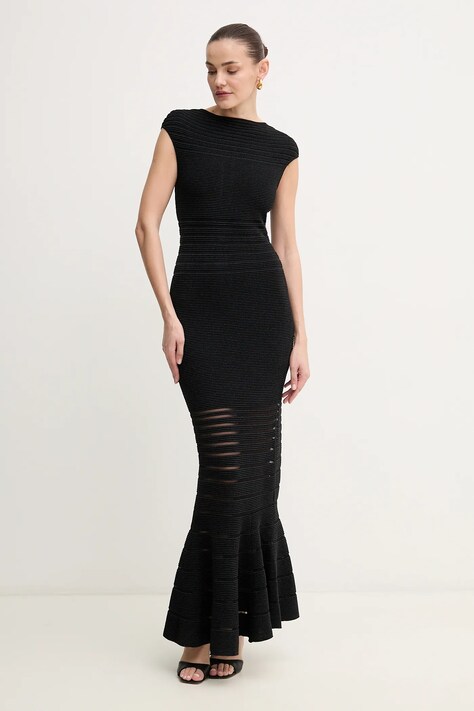 Šaty Herve Leger Camila černá barva, maxi, MOS8513513