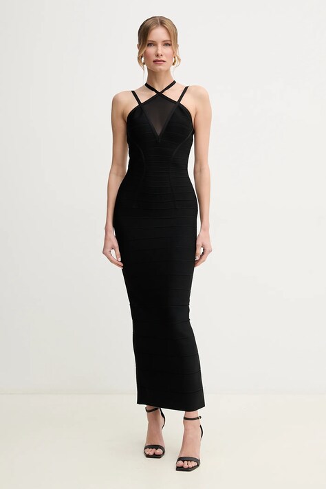 Šaty Herve Leger Lana černá barva, midi, HLT8499825