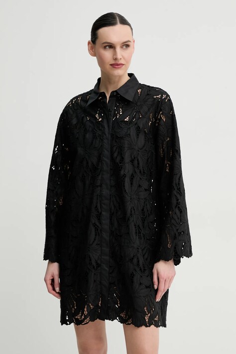 ISABELLE BLANCHE rochie din bumbac culoarea negru, mini, evazată, IS25SS-A170-T020