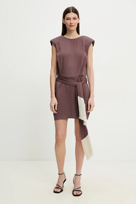 ISABELLE BLANCHE rochie culoarea maro, mini, dreaptă, IS25SS-A147-T011