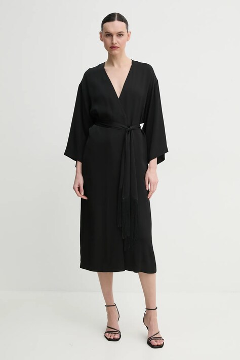 ISABELLE BLANCHE rochie culoarea negru, midi, evazată, IS25SS-A120-T011