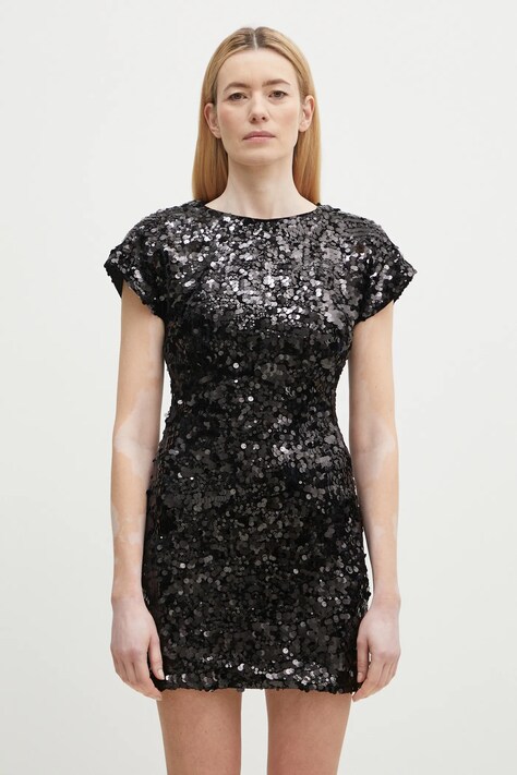 GANNI sukienka Velvet Sequins Mini kolor czarny mini dopasowana T4045