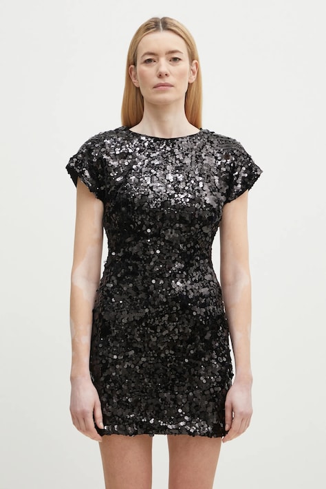 GANNI dress Velvet Sequins Mini black color T4045