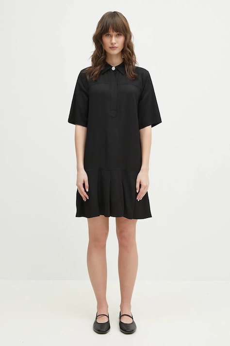 GANNI dress Viscose Twill Mini black color W0083