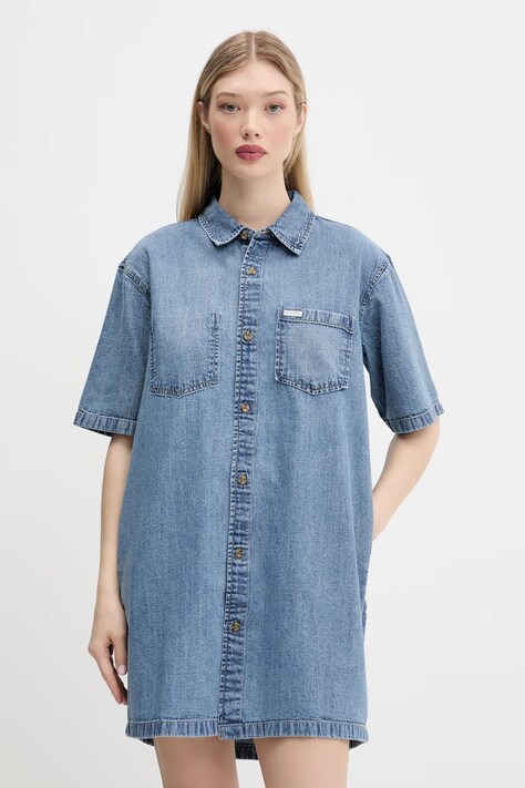 Guess Jeans rochie din denim mini, dreaptă, W5GK99 D5M81