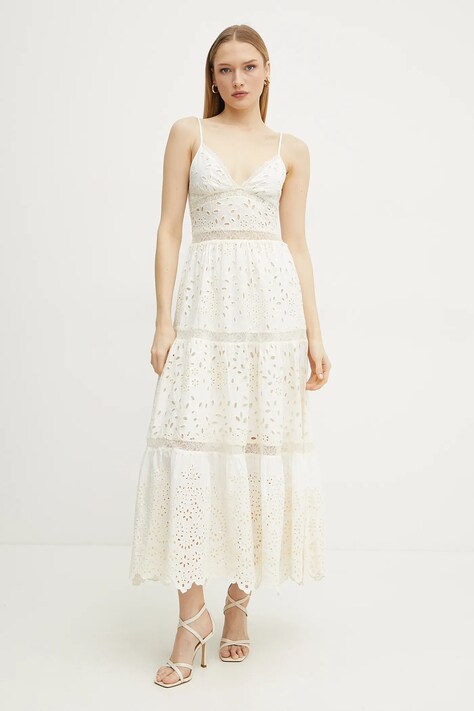 Ermanno Scervino rochie din bumbac culoarea alb, midi, evazată, 56TQ001EN3