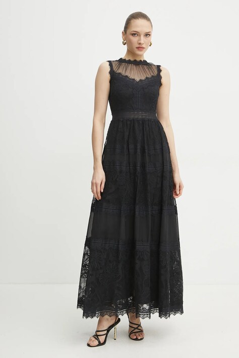 Ermanno Scervino sukienka kolor czarny maxi rozkloszowana 56TQ041ER0