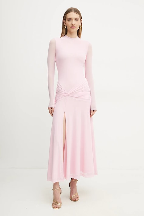 Платье Bardot цвет розовый maxi расклешённое 58853DB5