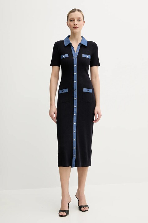 Morgan rochie RMSISSI culoarea bleumarin, midi, mulată, RMSISSI