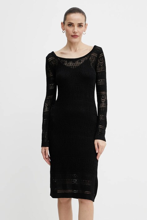 Morgan rochie RMPIMA culoarea negru, midi, dreaptă, RMPIMA