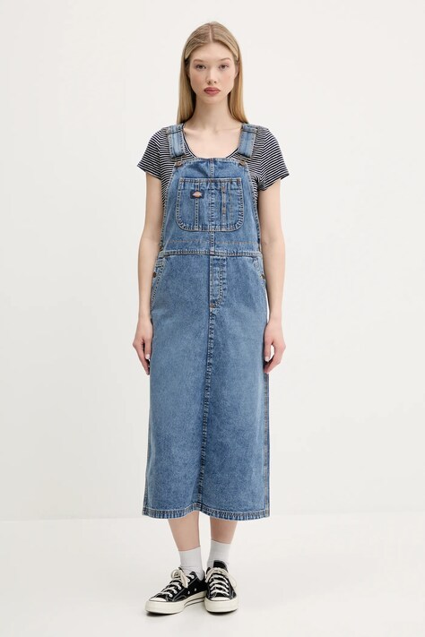 Džínové šaty Dickies modrá barva, midi, DK0A4Z6TK211