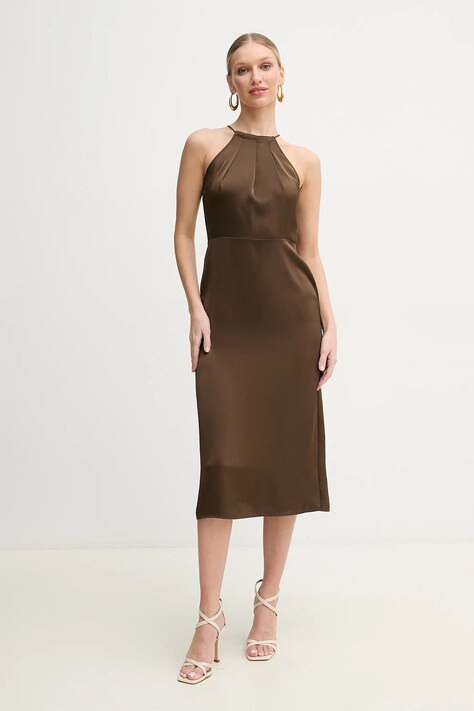 MAX&Co. rochie culoarea maro, midi, dreaptă, 2516221124200