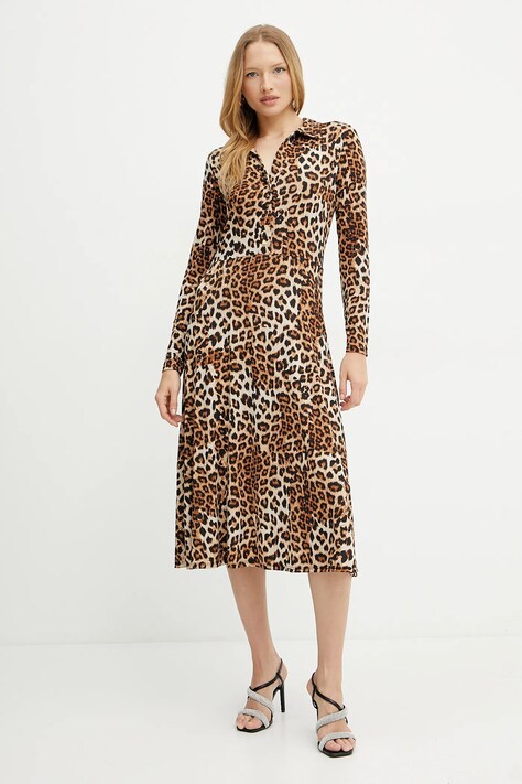 Morgan rochie RUFUS culoarea maro, midi, evazată, RUFUS