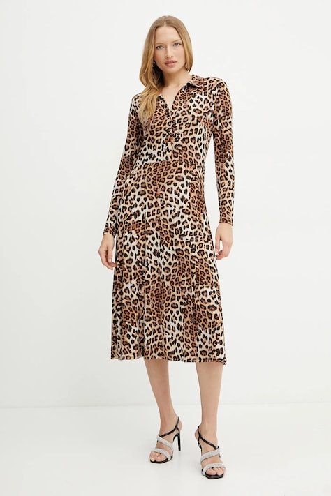 Morgan rochie RUFUS culoarea maro, midi, evazată, RUFUS