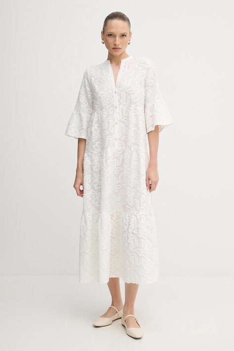 Marc Aurel rochie din bumbac culoarea alb, maxi, evazați, 6544-1020-73855