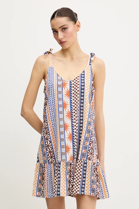 Rip Curl rochie SAN CARLOS culoarea alb, mini, evazată, 06KWDR