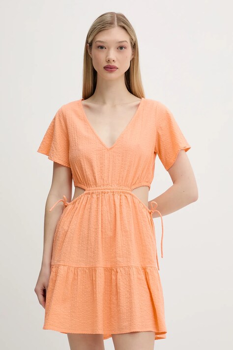 Rip Curl rochie din bumbac CALA VADELLA culoarea portocaliu, mini, evazată, 06UWDR
