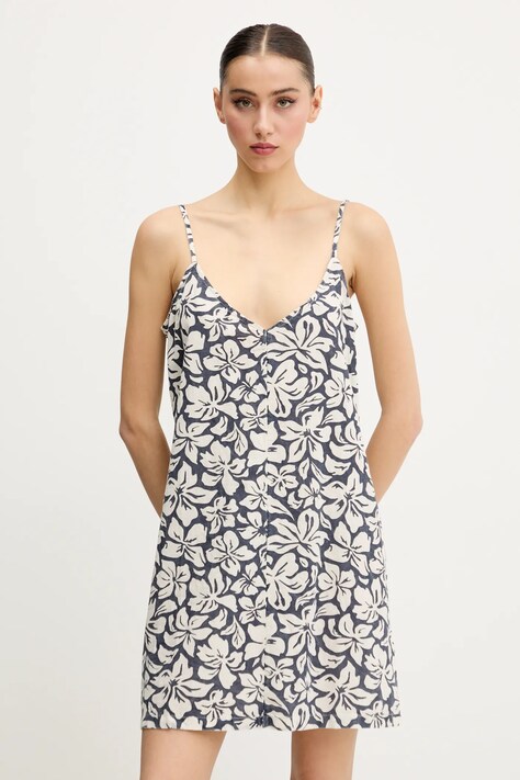 Rip Curl rochie din amestec de in LAS DALLAS culoarea bleumarin, mini, dreaptă, 06XWDR