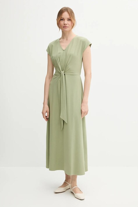 United Colors of Benetton sukienka kolor zielony maxi rozkloszowana 3FJHDV01T